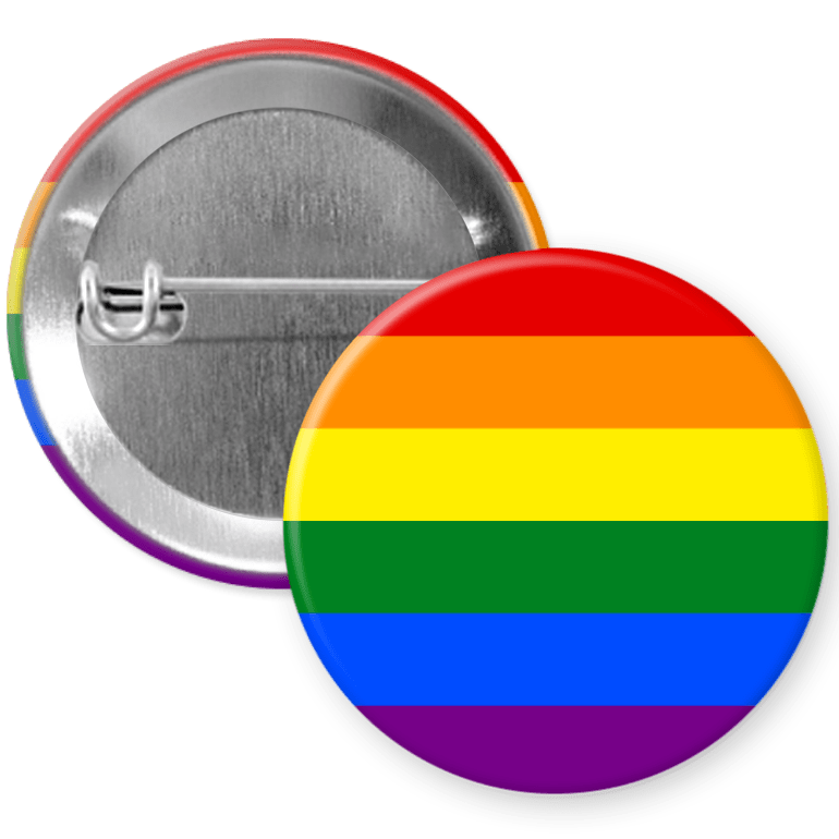 LGBTQ Pride Flag Pinback Button - Proud Axolotl