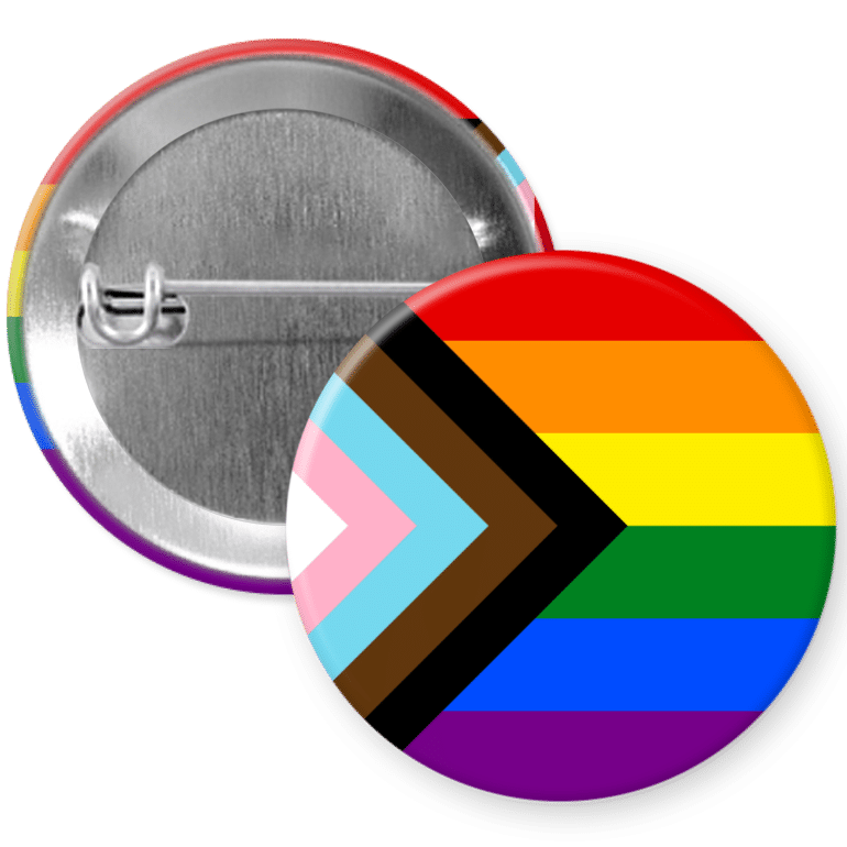Progress Pride Flag Pinback Button - Proud Axolotl