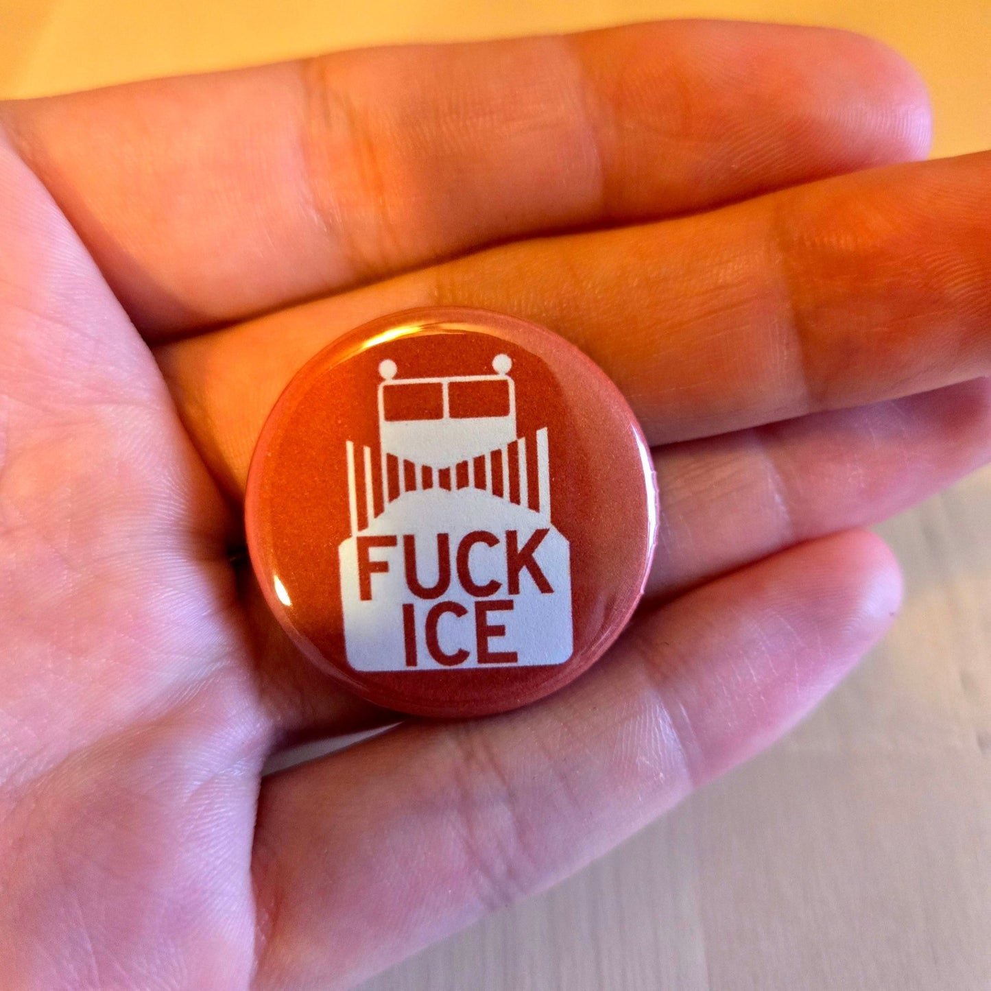 F*ck ICE Pinback Button - Proud Axolotl